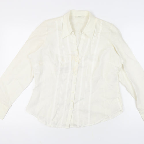 Marks and Spencer Women's White Button-Up Linen Shirt