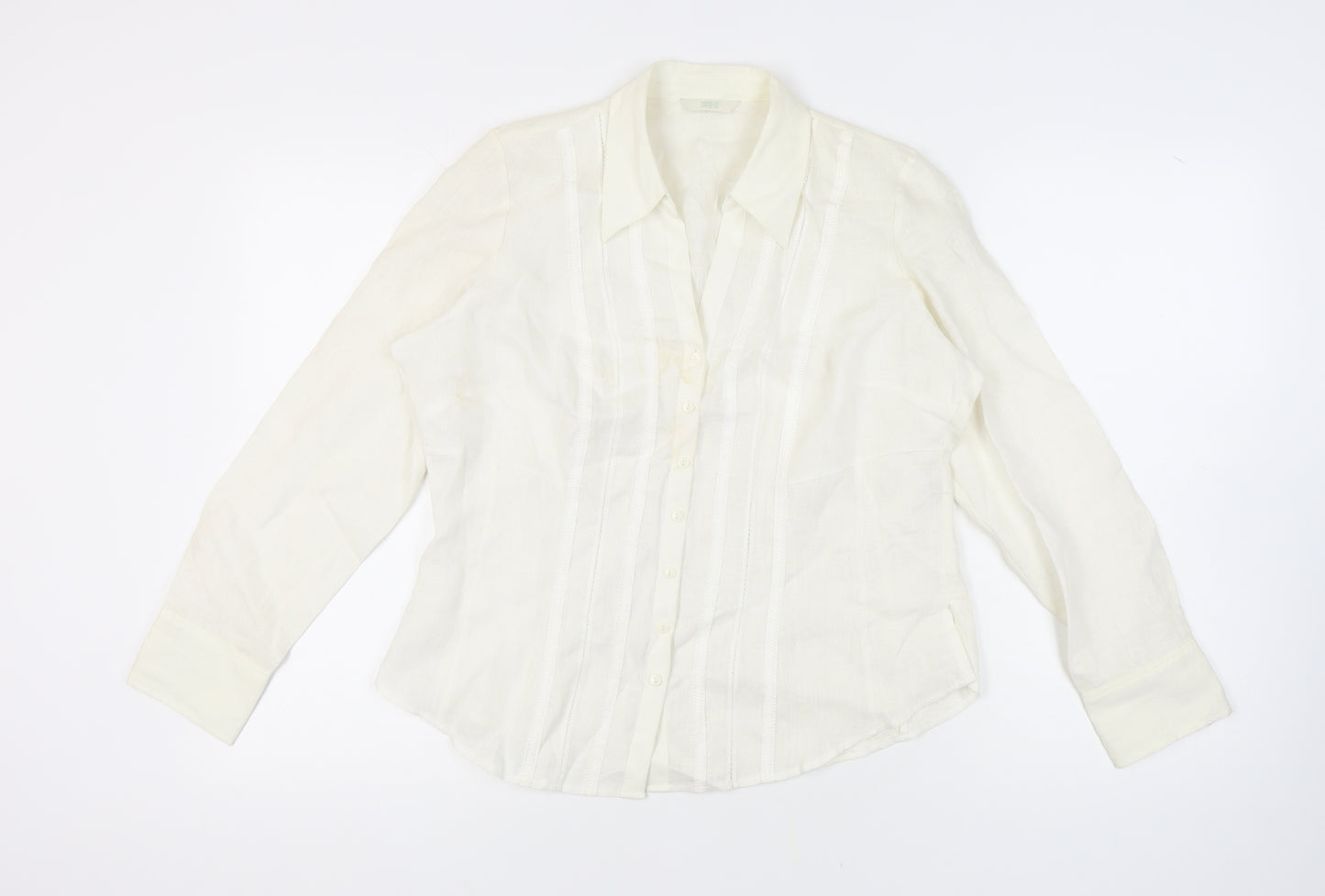 Marks and Spencer Women's White Button-Up Linen Shirt