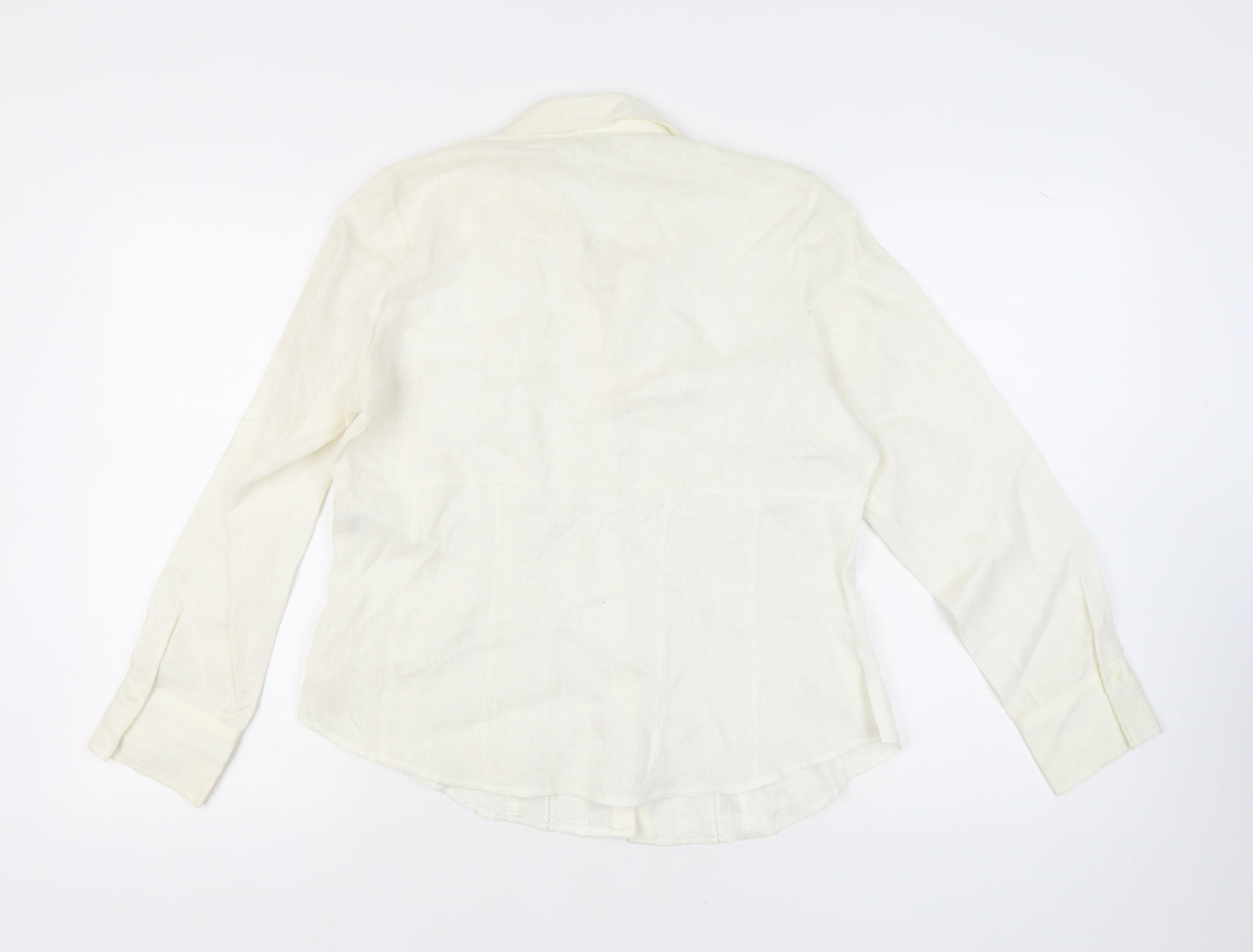 Marks and Spencer Women's White Button-Up Linen Shirt