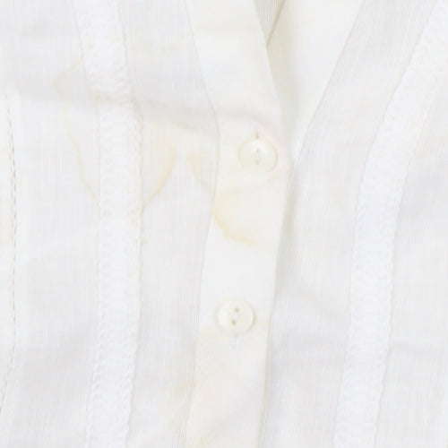 Marks and Spencer Women's White Button-Up Linen Shirt
