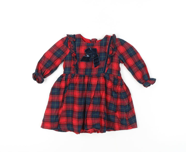 River Island Girls Red Plaid Fit & Flare Dress 6-9 Months