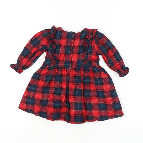 River Island Girls Red Plaid Fit & Flare Dress 6-9 Months