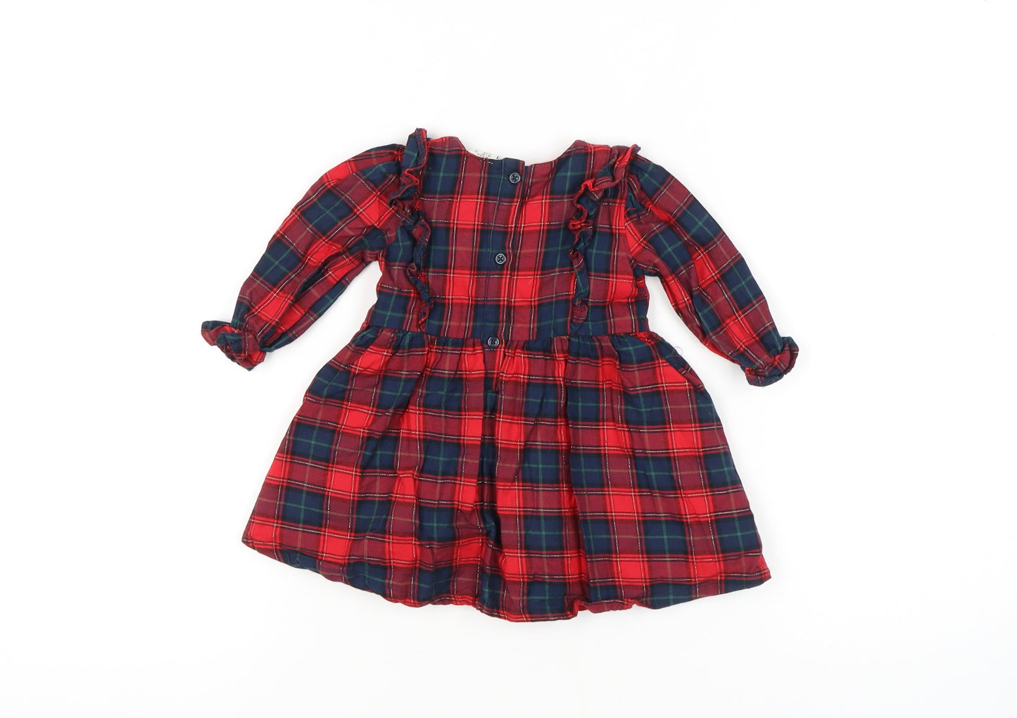 River Island Girls Red Plaid Fit & Flare Dress 6-9 Months