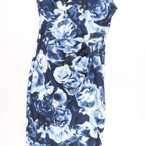 Jessica Wright Women's Blue Floral Bodycon Dress Size 10