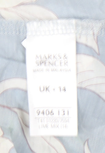 Marks and Spencer Women's Blue Floral Blouse Size 14 Plus