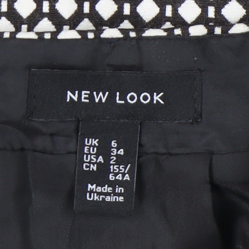 New Look Women's Black Geometric Pencil Skirt Size 6