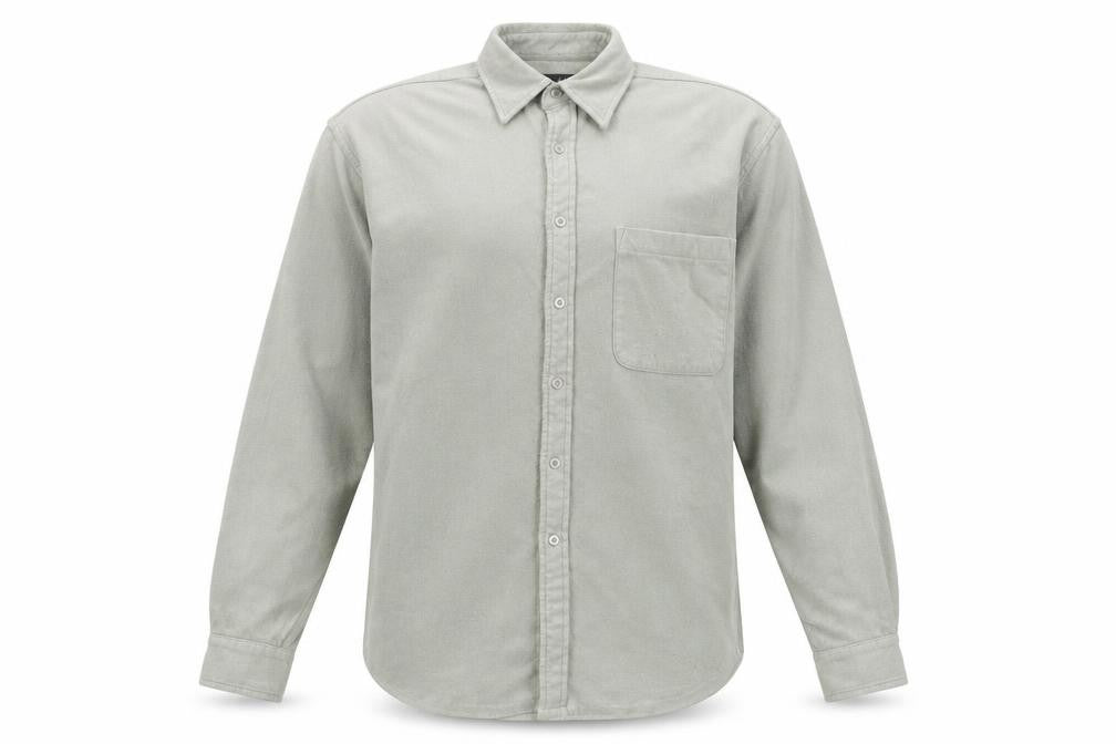 Front view of Hawkshead Men's Grey Long Sleeve Button-Up Shirt S