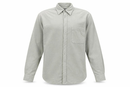 Front view of Hawkshead Men's Grey Long Sleeve Button-Up Shirt S