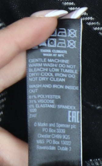 Marks and Spencer Women's Black A-Line Skirt, Size 14