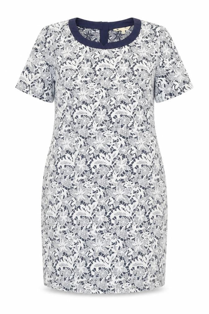 Front view of Yumi Women's Blue Floral Shift Dress, size 14