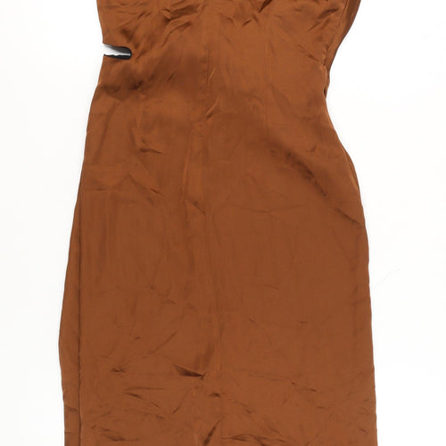 Zara Women’s Brown Sheath Dress, S - Elegant Midi Style