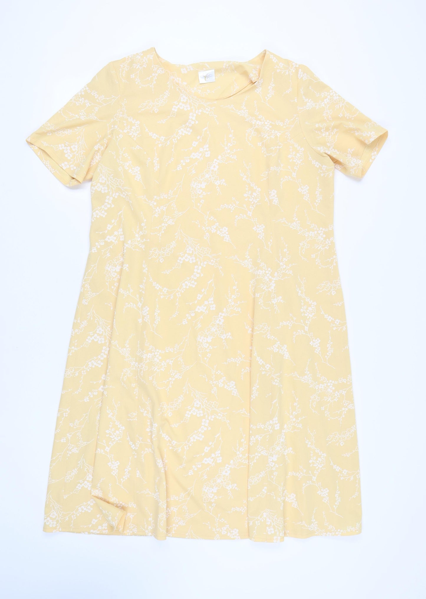 Classics Women's Yellow Floral Belted Dress Size 18