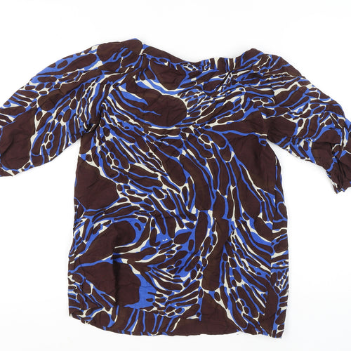 Marks & Spencer Women's Blue & Brown 3/4 Sleeve Top