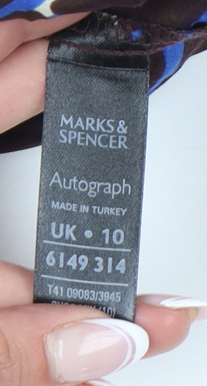 Marks & Spencer Women's Blue & Brown 3/4 Sleeve Top