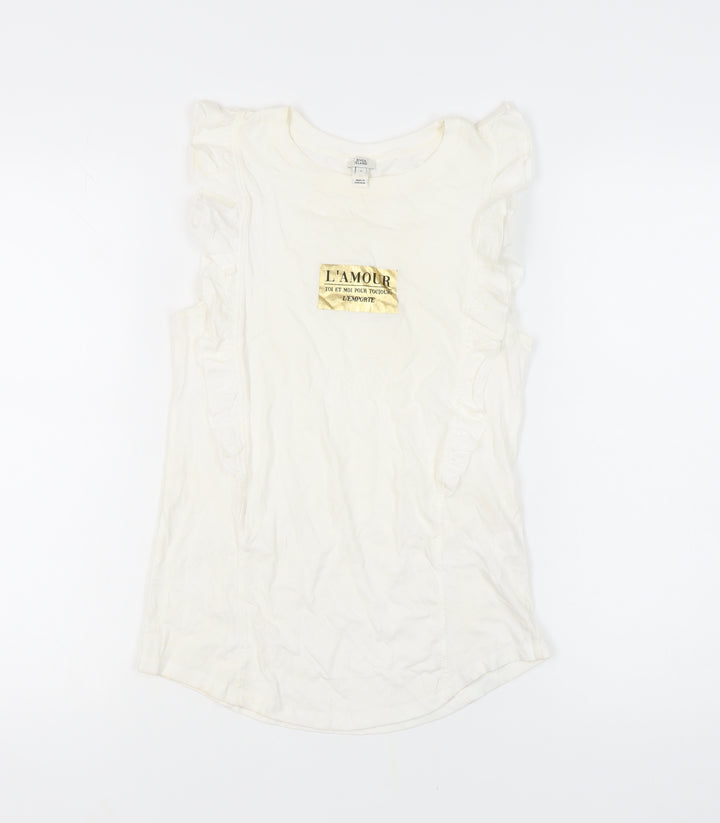 River Island Women’s White Ruffle Sleeve Tank Top Size 6