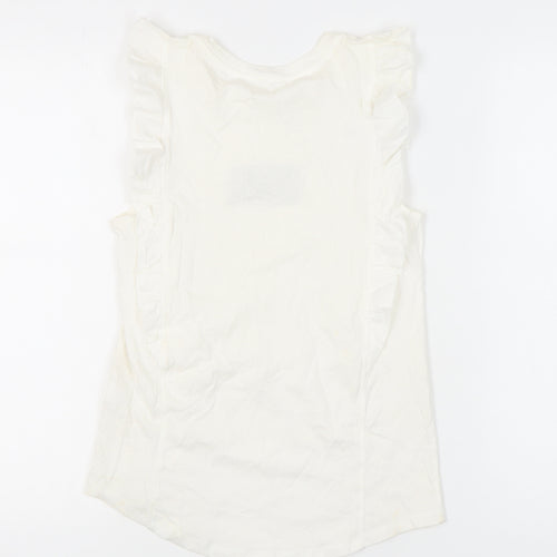 River Island Women’s White Ruffle Sleeve Tank Top Size 6