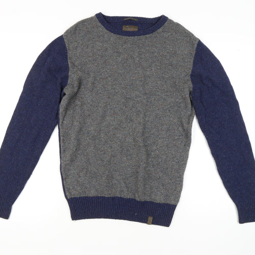 Colours & Sons Men's Grey Blue Wool Pullover Jumper