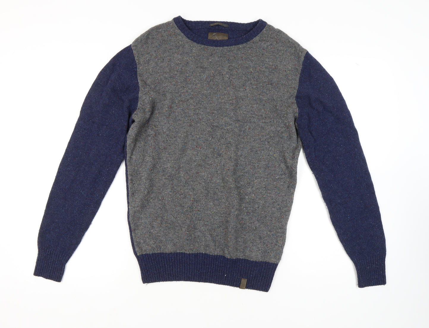 Colours & Sons Men's Grey Blue Wool Pullover Jumper