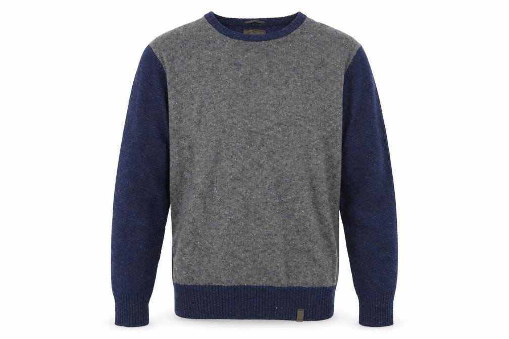 Front view of Colours & Sons Men's Grey Blue Wool jumper
