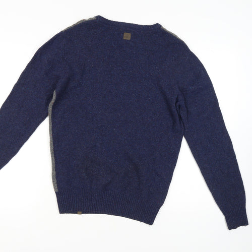 Colours & Sons Men's Grey Blue Wool Pullover Jumper