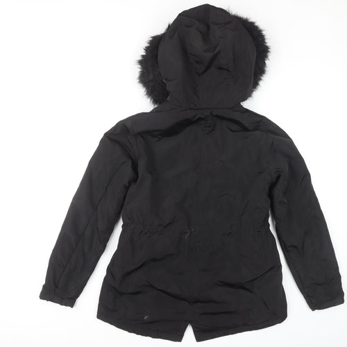 New Look Women's Black Parka Size 8 with Fur Hood