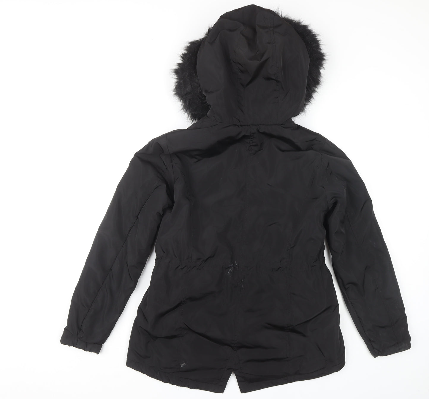 New Look Women's Black Parka Size 8 with Fur Hood