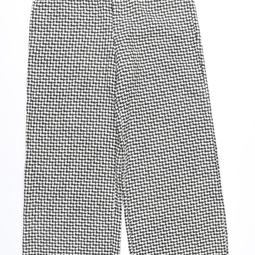 Zara Women's Black Herringbone Wide-Leg Trousers XL