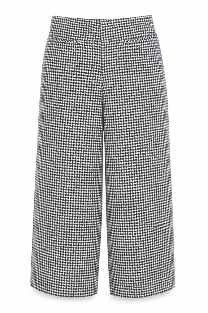 Front view of Zara Women's Black Herringbone Wide-Leg Trousers XL