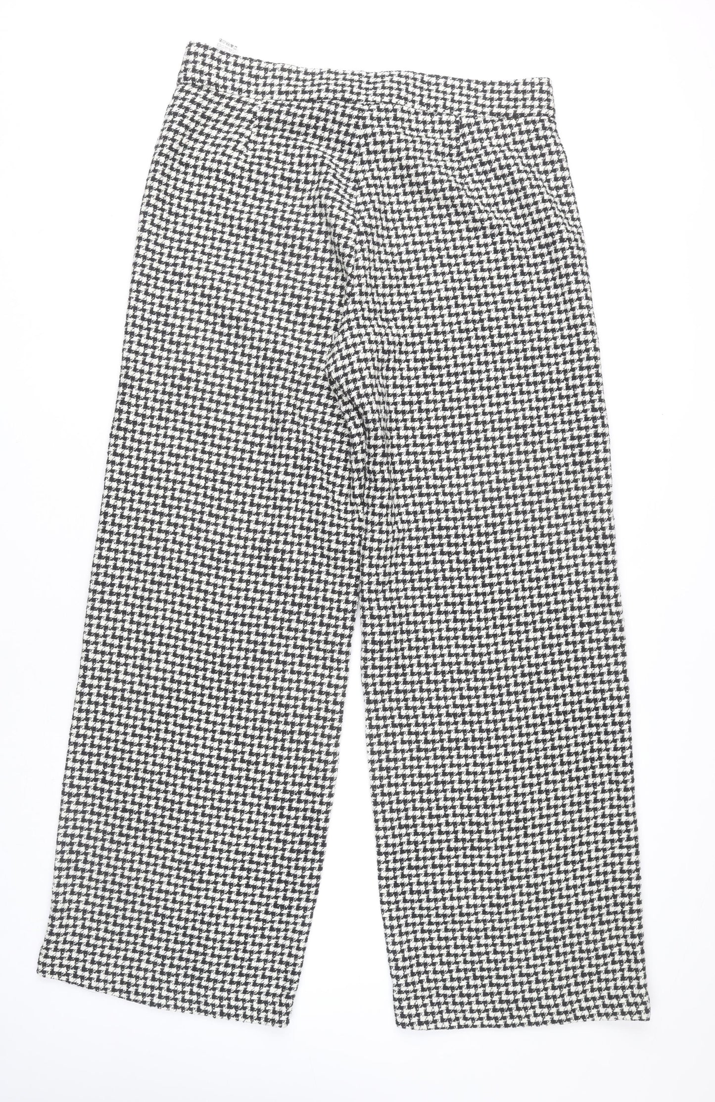 Zara Women's Black Herringbone Wide-Leg Trousers XL