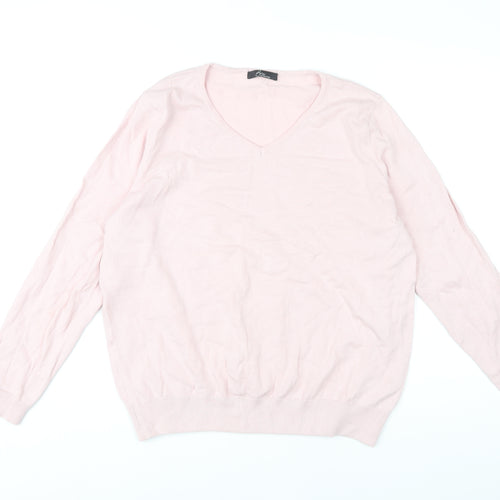 Bm Collection Women's Pink V-Neck Pullover Jumper L