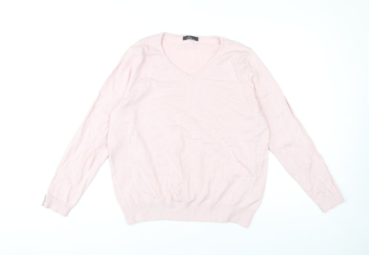 Bm Collection Women's Pink V-Neck Pullover Jumper L