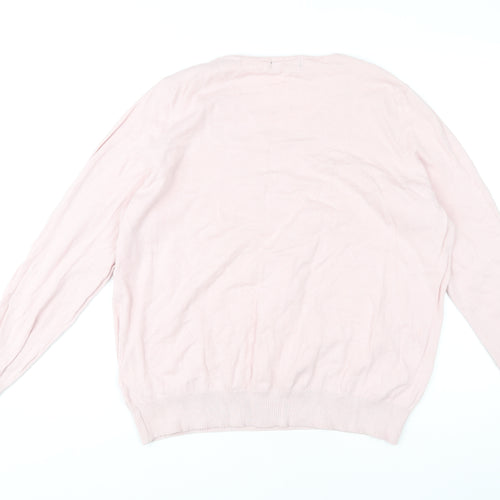 Bm Collection Women's Pink V-Neck Pullover Jumper L