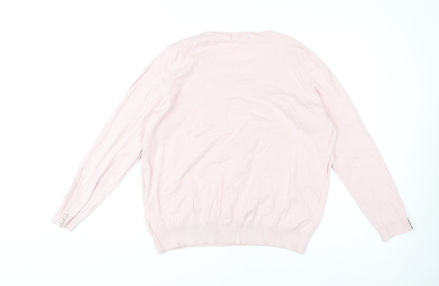 Bm Collection Women's Pink V-Neck Pullover Jumper L
