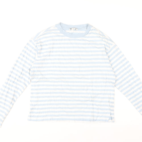 Monki Women's Blue Striped Top, 2XS, Long Sleeve