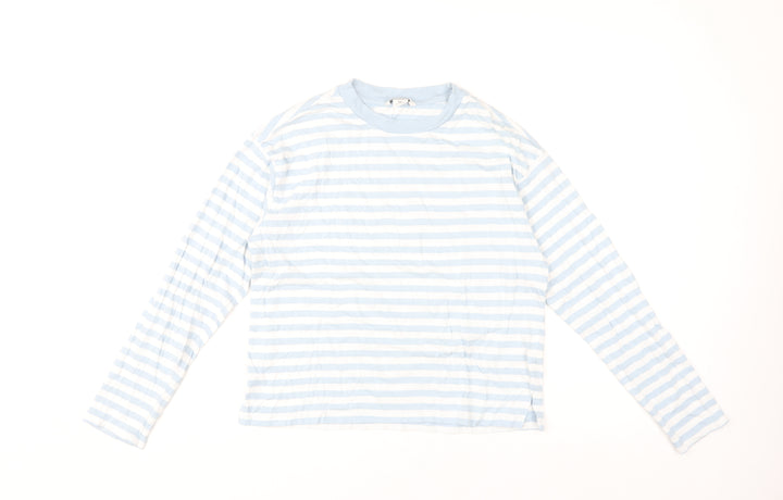 Monki Women's Blue Striped Top, 2XS, Long Sleeve
