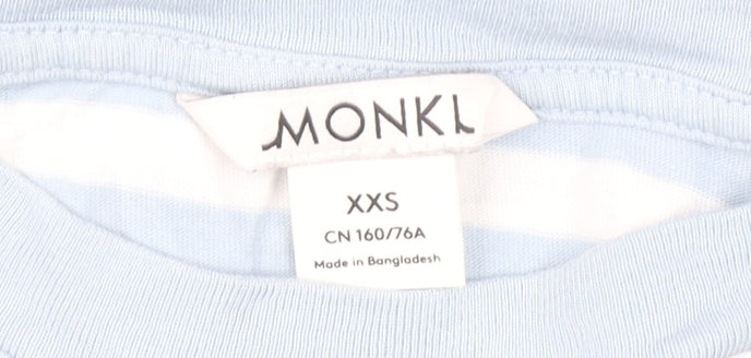 Monki Women's Blue Striped Top, 2XS, Long Sleeve