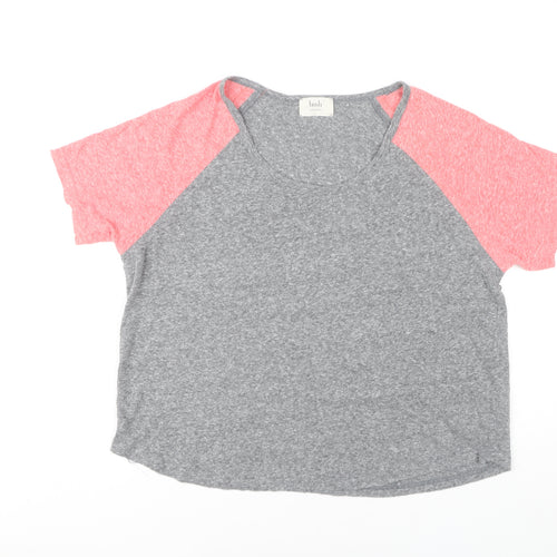 Hush Women's Grey Pink Raglan T-Shirt, Size L