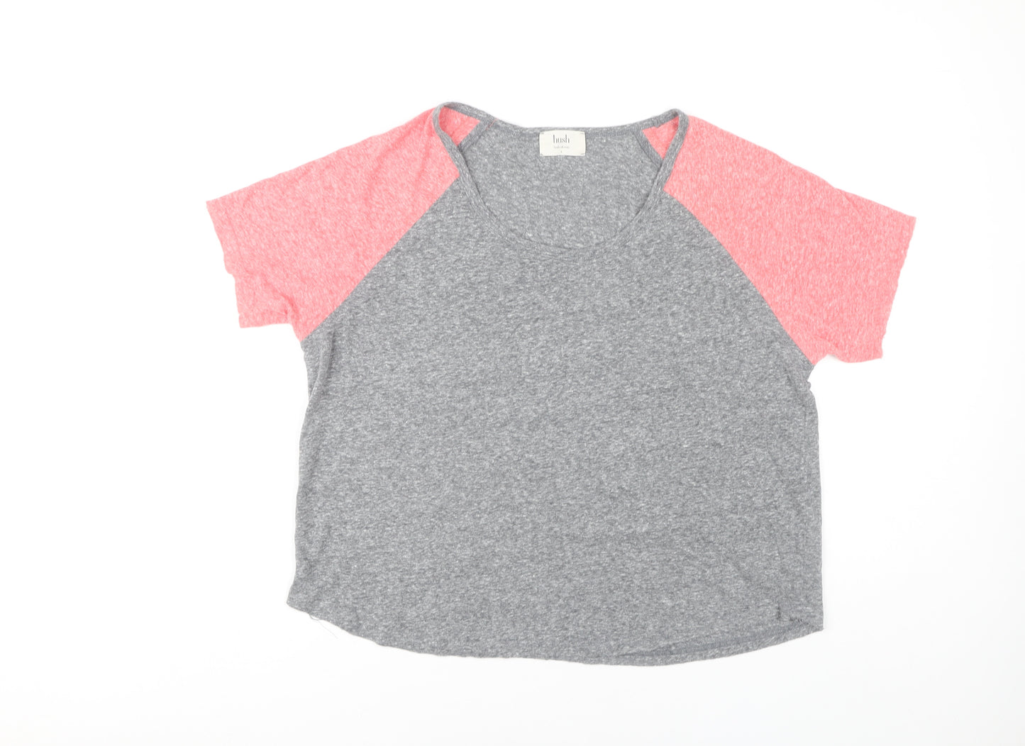 Hush Women's Grey Pink Raglan T-Shirt, Size L