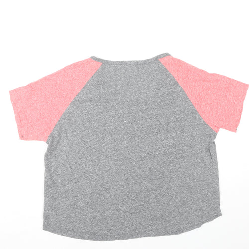 Hush Women's Grey Pink Raglan T-Shirt, Size L