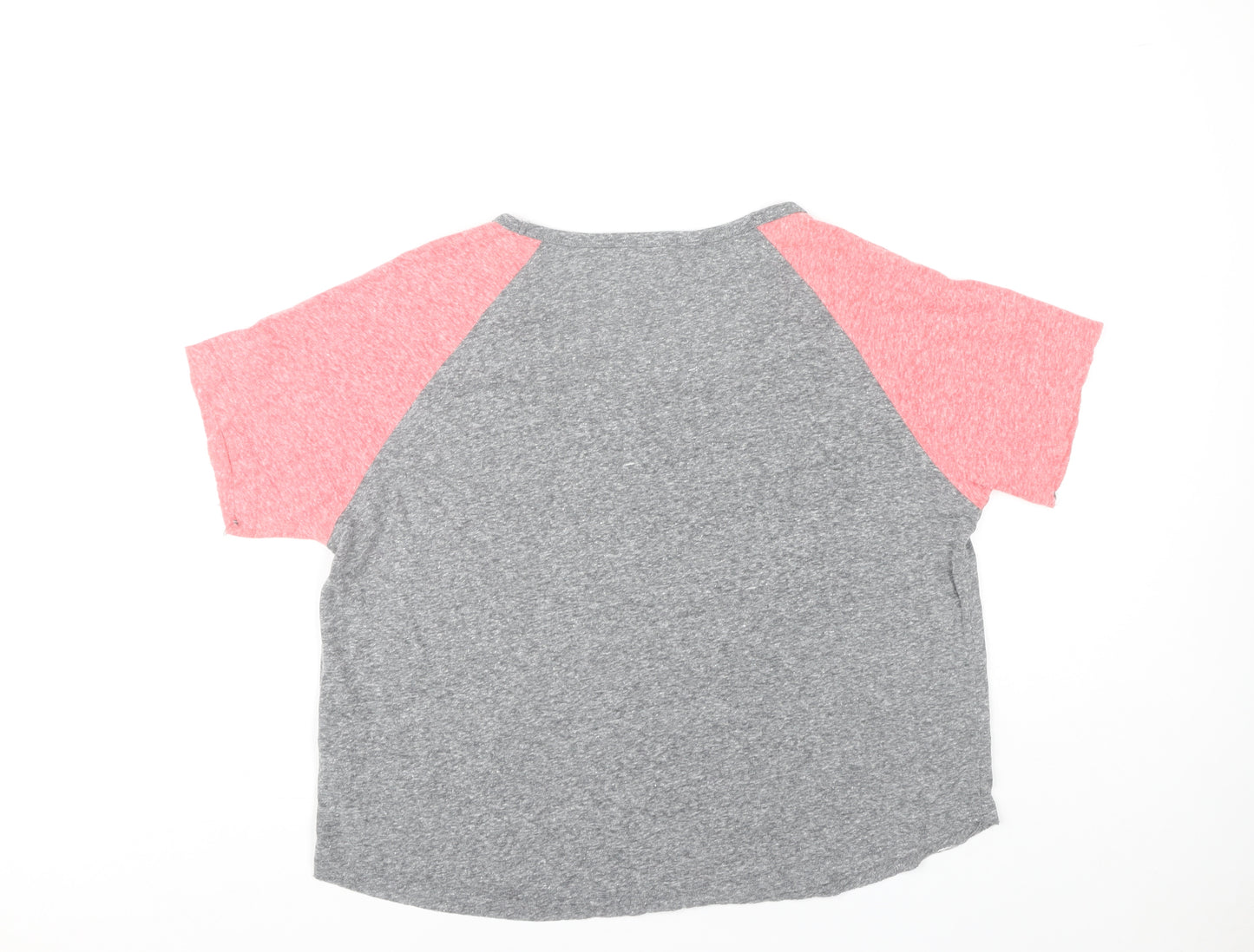 Hush Women's Grey Pink Raglan T-Shirt, Size L