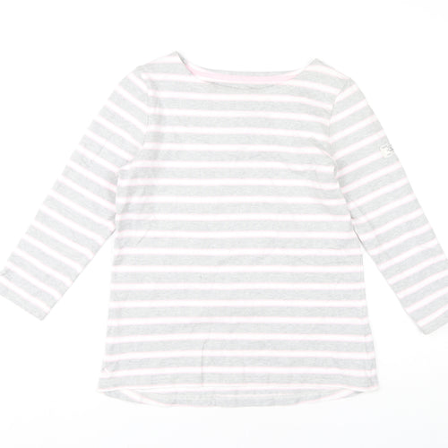 Joules Women's Grey Striped Boat Neck T-Shirt, Size 10