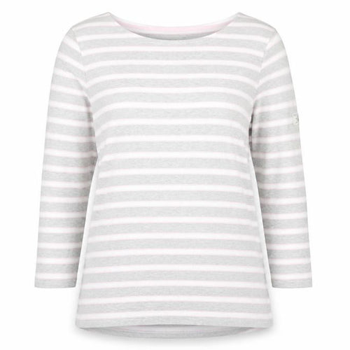 Joules Women's Grey Striped Boat Neck T-Shirt, Size 10