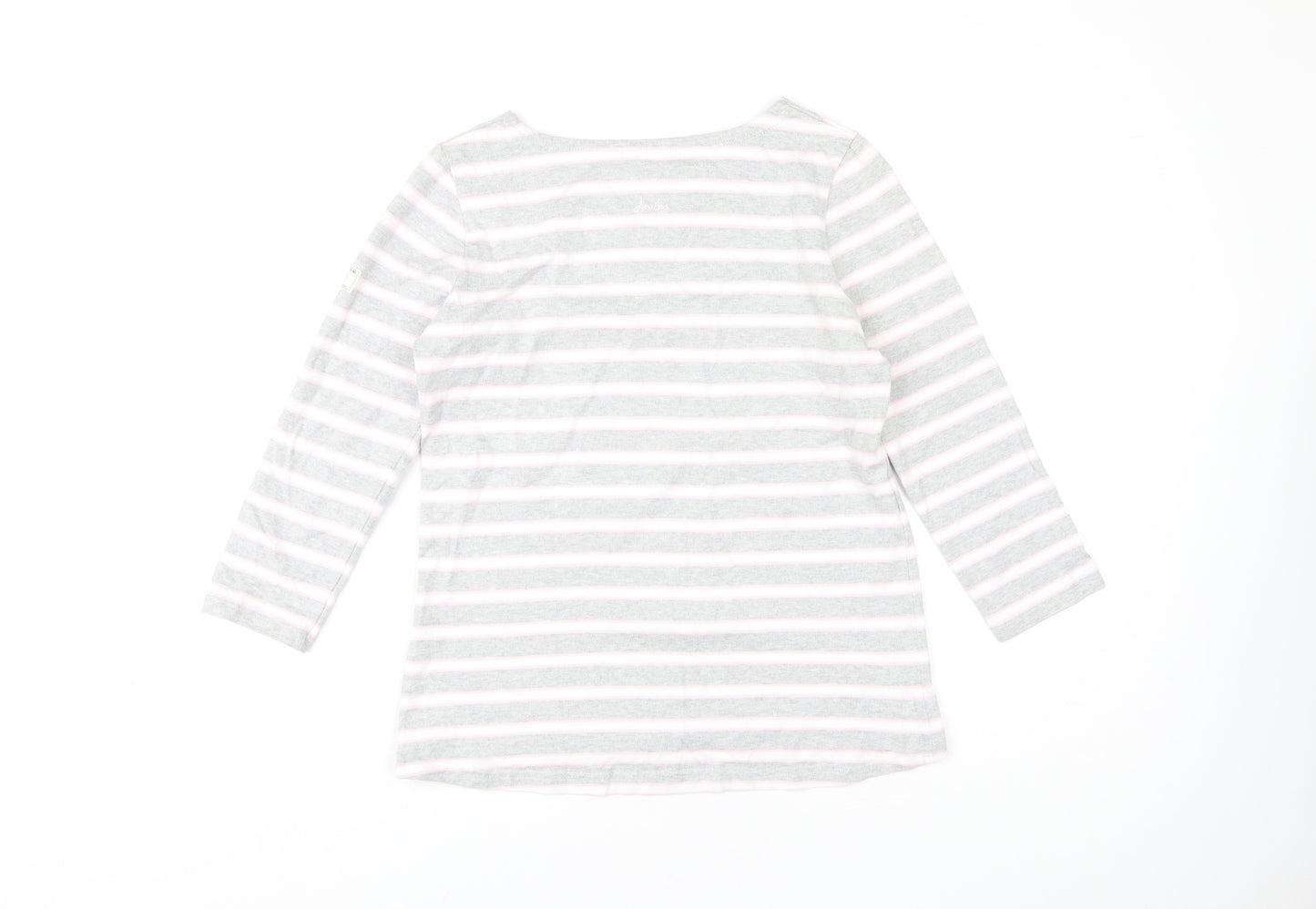 Joules Women's Grey Striped Boat Neck T-Shirt, Size 10