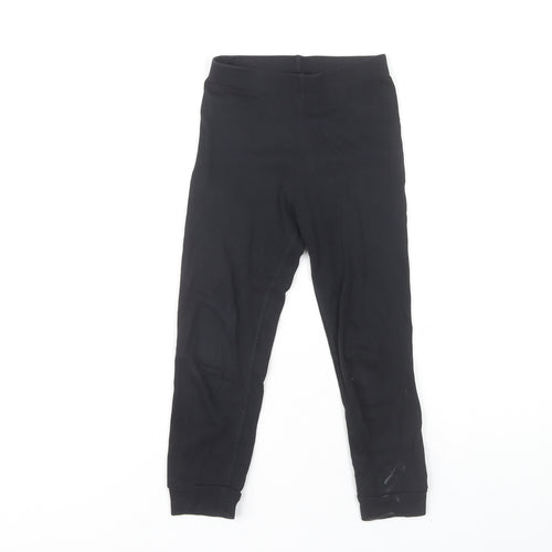 H&M Girls Black Trousers, Cotton, Size 5-6 Years