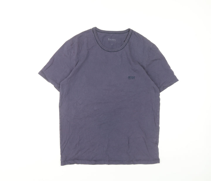 Hugo Boss Men's Grey M Short Sleeve T-Shirt, Logo Accent
