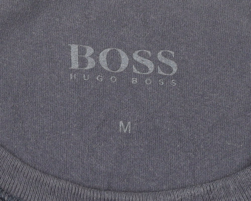Hugo Boss Men's Grey M Short Sleeve T-Shirt, Logo Accent