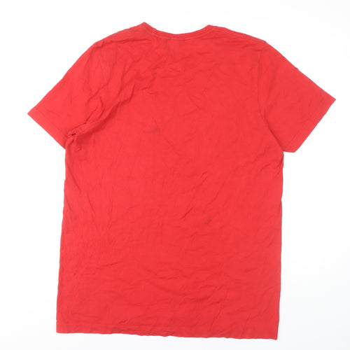 Adidas Men's Red T-Shirt, Medium, Crew Neck, Logo