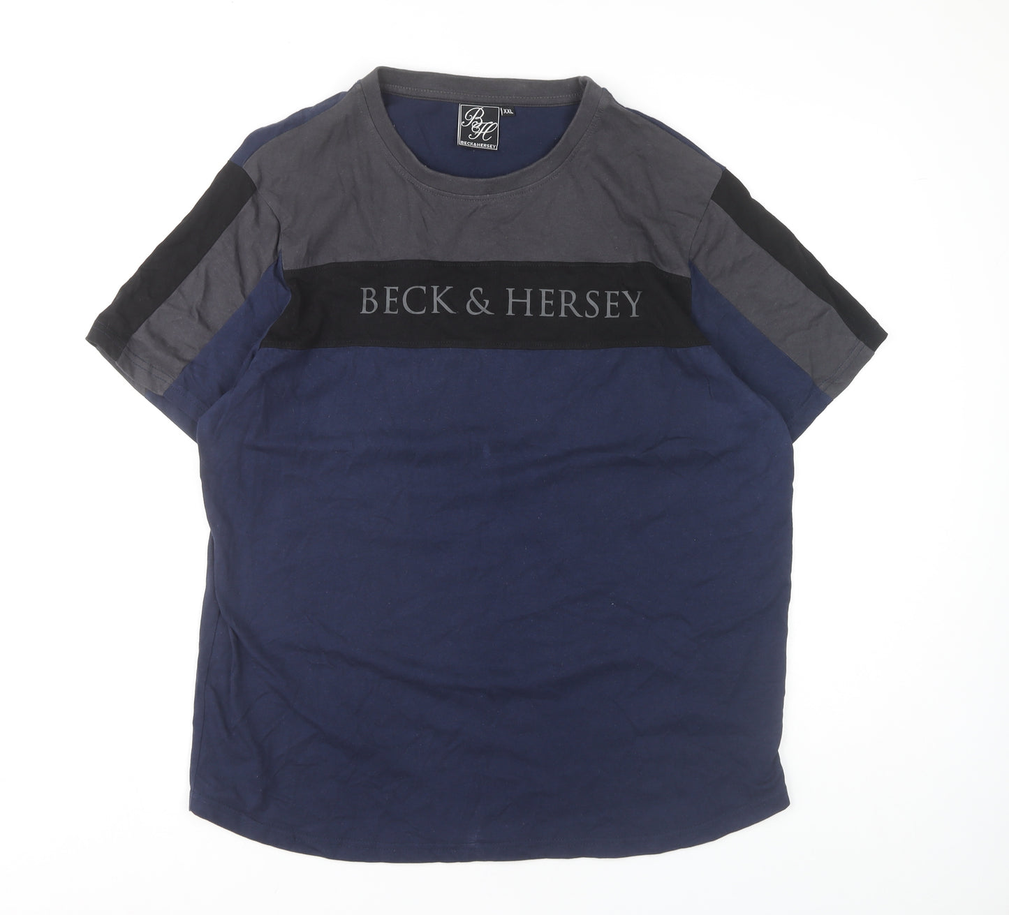 Beck & Hersey Men's Blue Colourblock T-Shirt 2XL