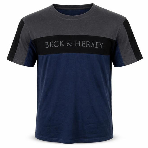 Beck & Hersey Men's Blue Colourblock T-Shirt 2XL