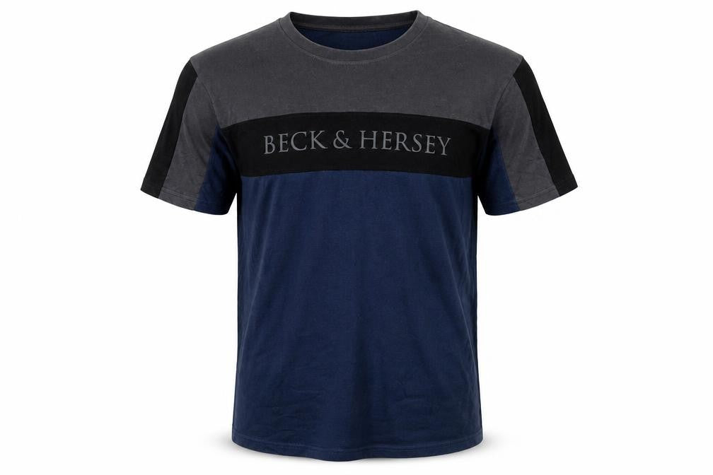 Beck & Hersey Men's Blue Colourblock T-Shirt 2XL